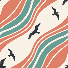 Abstract modern trendy hand drawn seamless pattern, vector illustration.   