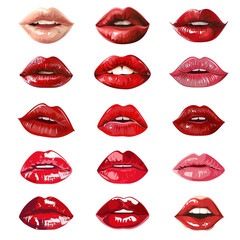 set of red lips transparent background