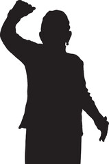 vector, silhouette of a woman fist up