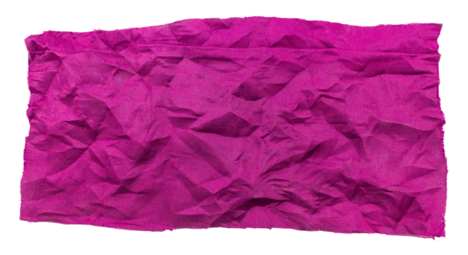 A piece of torn purple satin fabric on a white background. Isolate a crumpled piece of fabric - Powered by Adobe