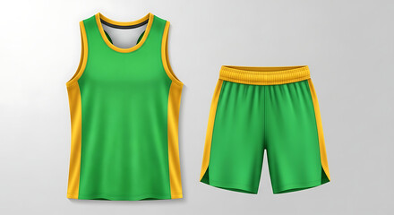 Green and Gold Basketball Uniform Modern Sports Apparel Design