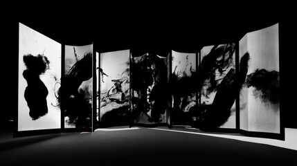 Abstract ink screens modern art