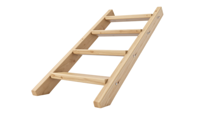 Wood ladder stands on a transparent background for product presentation or digital design.