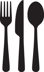 PrintBlack silhouette of a fork knife and spoon on white background