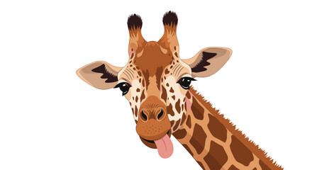A cute pixel art giraffe with its tongue sticking out in a playful manner.