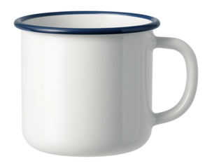 Enamel mug on a white background.