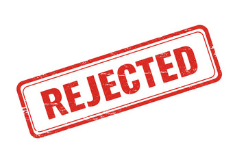 Bold red 'REJECTED' stamp graphic conveying decision, disapproval, or denial with distressed texture