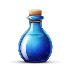 A vivid blue glass bottle with cork stopper
