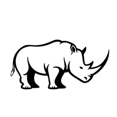 Obraz premium Indian Rhino. Indian Rhino simple black and white line art vector logo