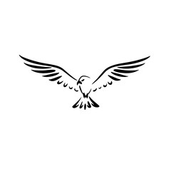 Obraz premium Kite. Kite simple black and white line art vector logo