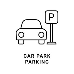 Car Park with Parking Symbol Outline Icon
