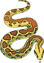 Fototapeta premium Illustration of Snake with Brown and Yellow Marking