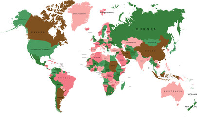 colourful map of the world
