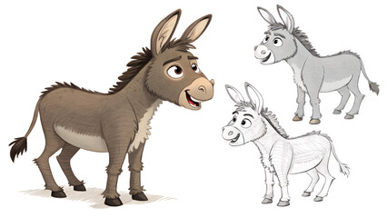 Various Donkeys PNG &ndash; Cartoon and Realistic Donkey Illustrations on Transparent Background