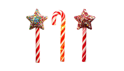  Festive Candy Cane Variety Pack with Three Holiday Designs, isolated on transparent background