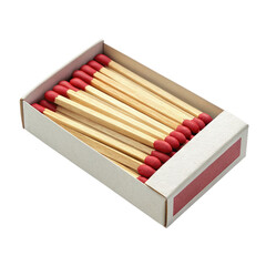High Resolution Open Matchbox with Wooden Matches Isolated on White Background