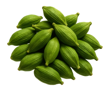 Pile of green cardamom pods.