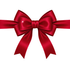 Fototapeta premium Shiny red satin ribbon bow isolated on transparent background