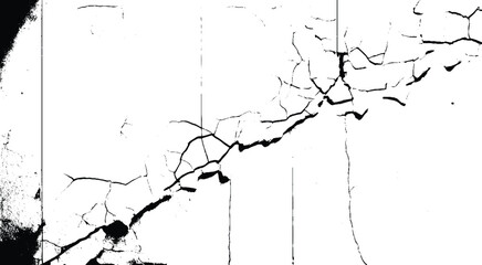 Fototapeta premium Vintage black and white a cracked wall, a black and white vector of a cracked wall. Vector art
