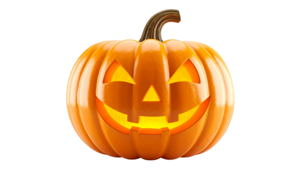 Orange Halloween pumpkin glows, PNG transparent background. Use for digital designs, posters, overlays.