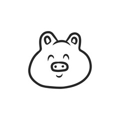 Smiling Pig Face Hand Drawn Vector Illustration