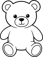 Obraz premium Line art silhouette of a cute teddy bear in black and white illustration. Vector illustration