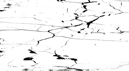 Abstract vector grunge crack texture with distressed black lines on white background. Vector illustration, EPS 10.