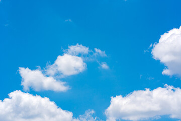 Beautiful blue sky with scattered clouds for background and texture.