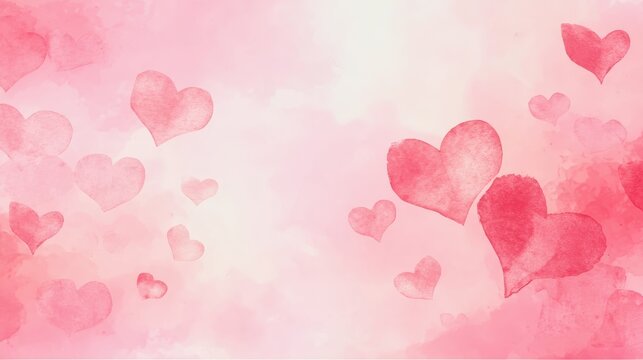 Pink watercolor hearts background for love projects, perfect for branding, events, and heartfelt visuals
