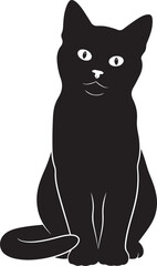 Black Cat Silhouette Vector, Domestic Pet Feline Animal Shape Illustration, Simple Kitten Graphic for Design, Art, Craft, Logo and Decoration EPS