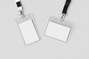 ID Card holder mockup with lanyard, vertical and horizontal