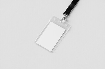 ID Card holder mockup with lanyard, vertical