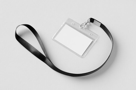 ID Card holder mockup with lanyard, horizontal