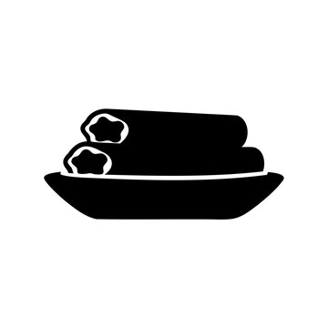 black food rolls on plate clip art preview