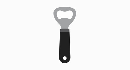 Bottle opener with black handle on white background.