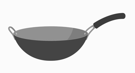 Gray-toned illustration of a wok, a traditional Asian cooking pan with a wide, shallow bowl and two handles.