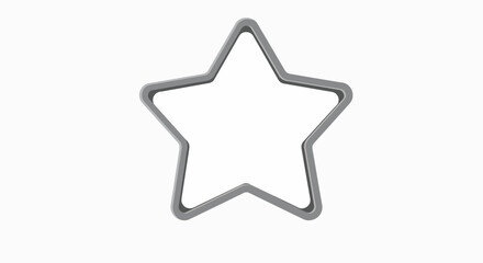 A 3D rendering of a star shape with a gray outline on a white background.