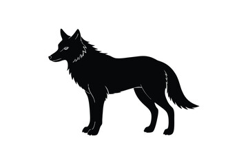 Black silhouette of a wolf standing profile animal