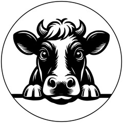 Cow Head Logo Vector | Dairy Milk Farm Branding Design