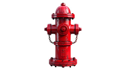 Red fire hydrant stands with a transparent background. Ideal for PNG designs, posters, and digital art.