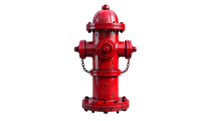 Red fire hydrant stands with a transparent background. Ideal for PNG designs, posters, and digital art.