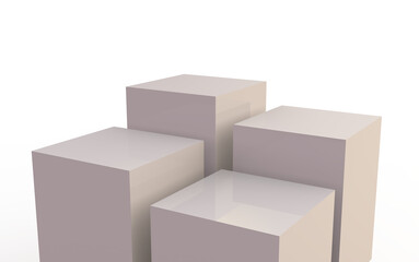 four glossy peach or rosé platforms for decoration