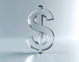 A Glass or Chrome Dollar Sign on a Light Background

