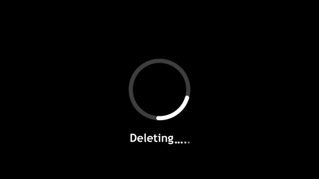 Deleting progress loading bar computer screen animation isolated on white background. Loading deleting bar Deleting button icon. deleted sign animation with delete icon. 4k video animation.