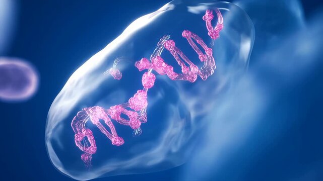 3D rendering of a cell with DNA strand