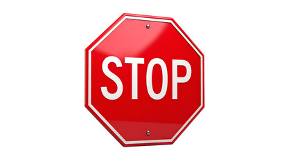 Red Stop Sign with Shiny Surface and Transparent Background for digital signage, posters, and presentations.