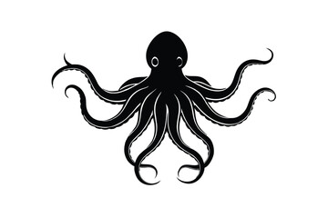 Stylized Black Silhouette of an Octopus with Spread Tentacles
