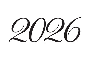 Happy new year 2026 calligraphy text festive celebration greeting modern typography design
