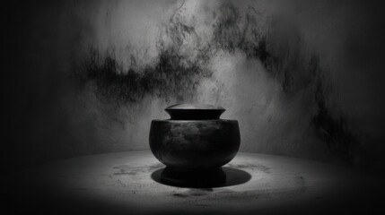 Dark pot with smoke