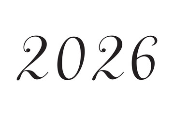 Happy New Year 2026 calligraphy. Hand drawn lettering. Vector illustration